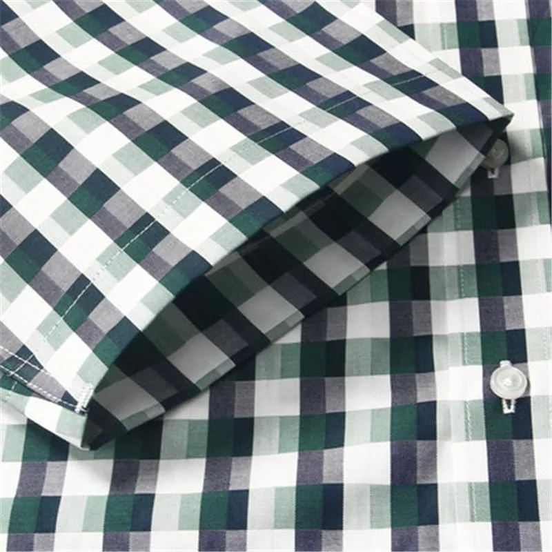 Men's Shirts 100% Cotton Summer Plaid Shirts Men Casual Plus Size Shirt