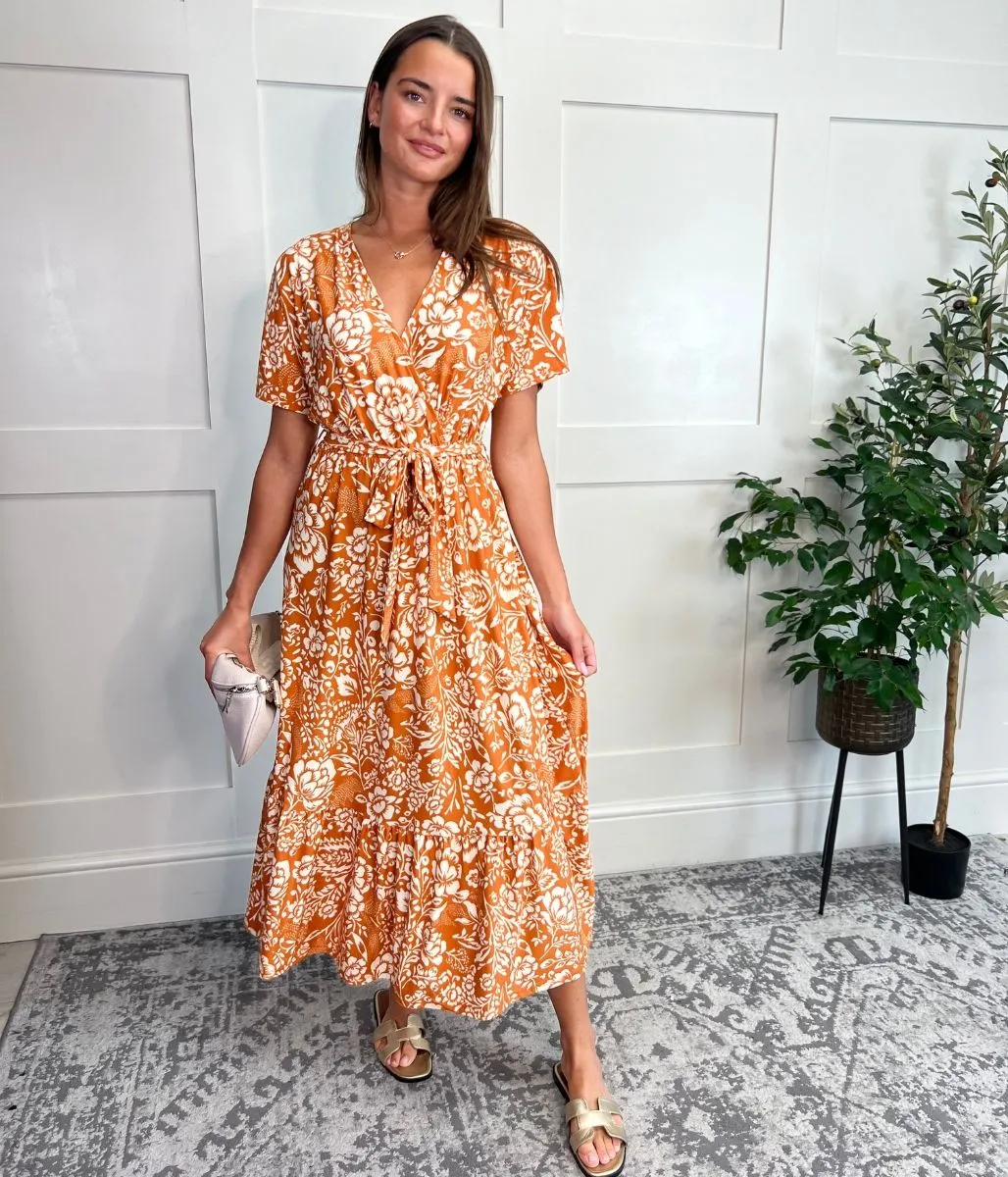 Orange Sophia Midi Dress