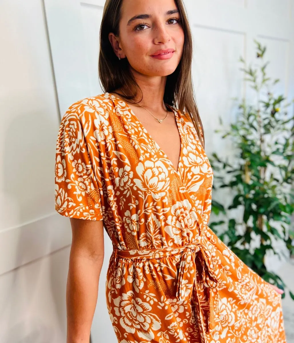 Orange Sophia Midi Dress