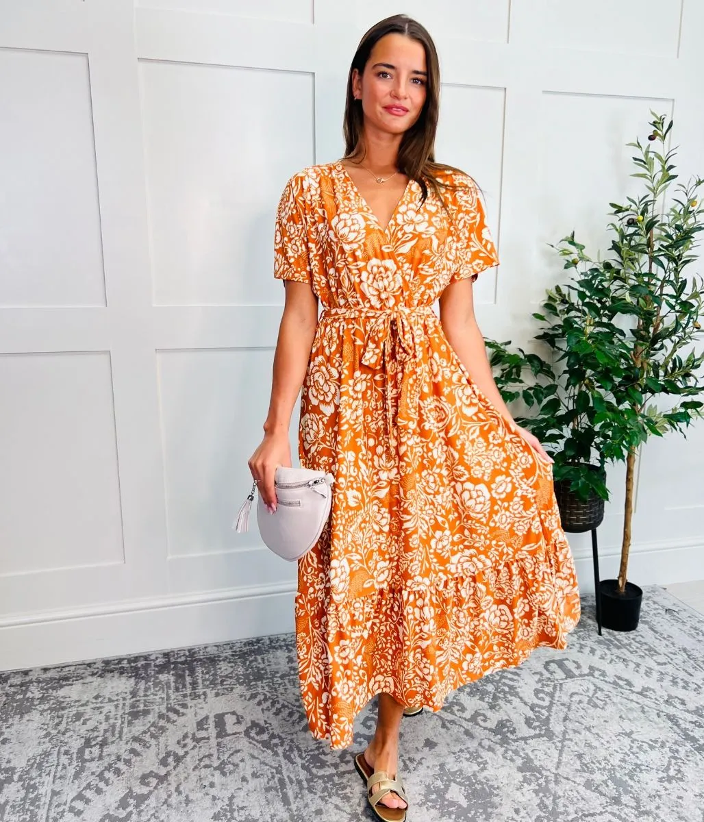 Orange Sophia Midi Dress