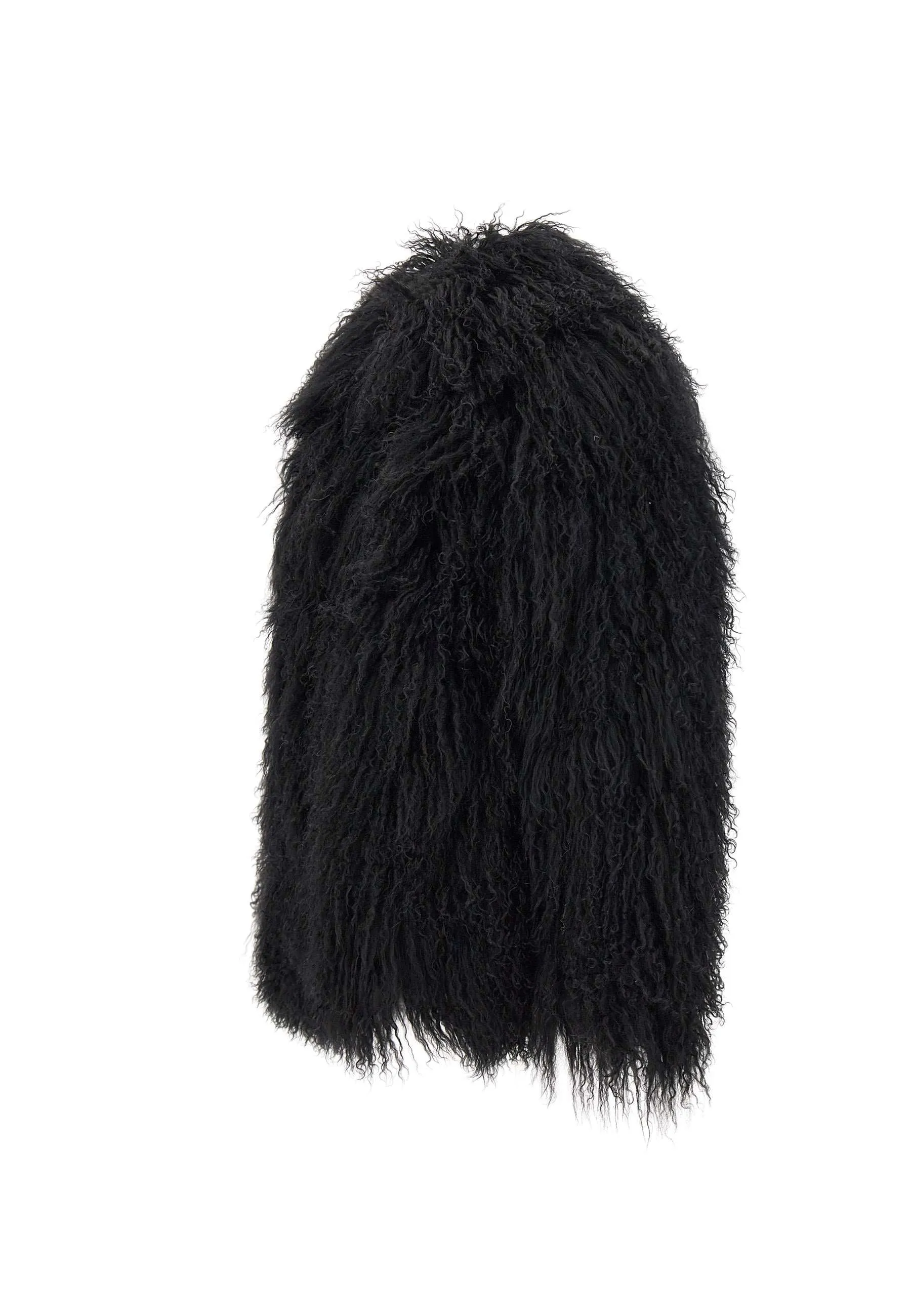 Oversized Black Lamb Fur Coat