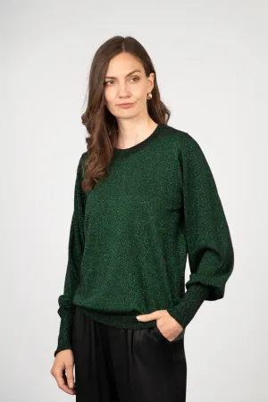 Penny Balloon Sleeve Jumper - Green Glitter