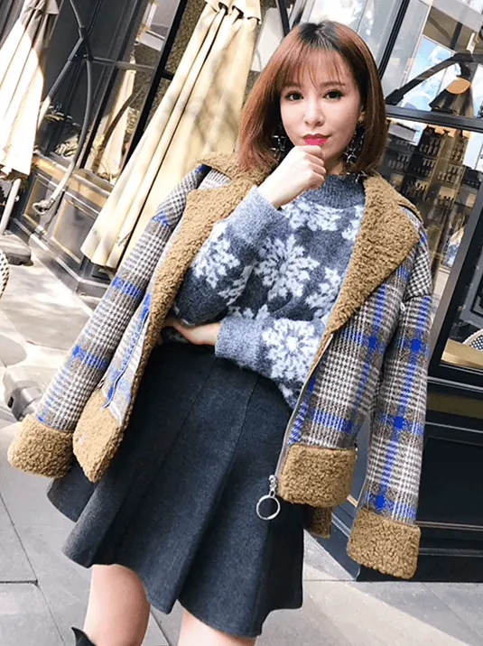 PLAID & PLAYFUL WOOL BLEND COAT