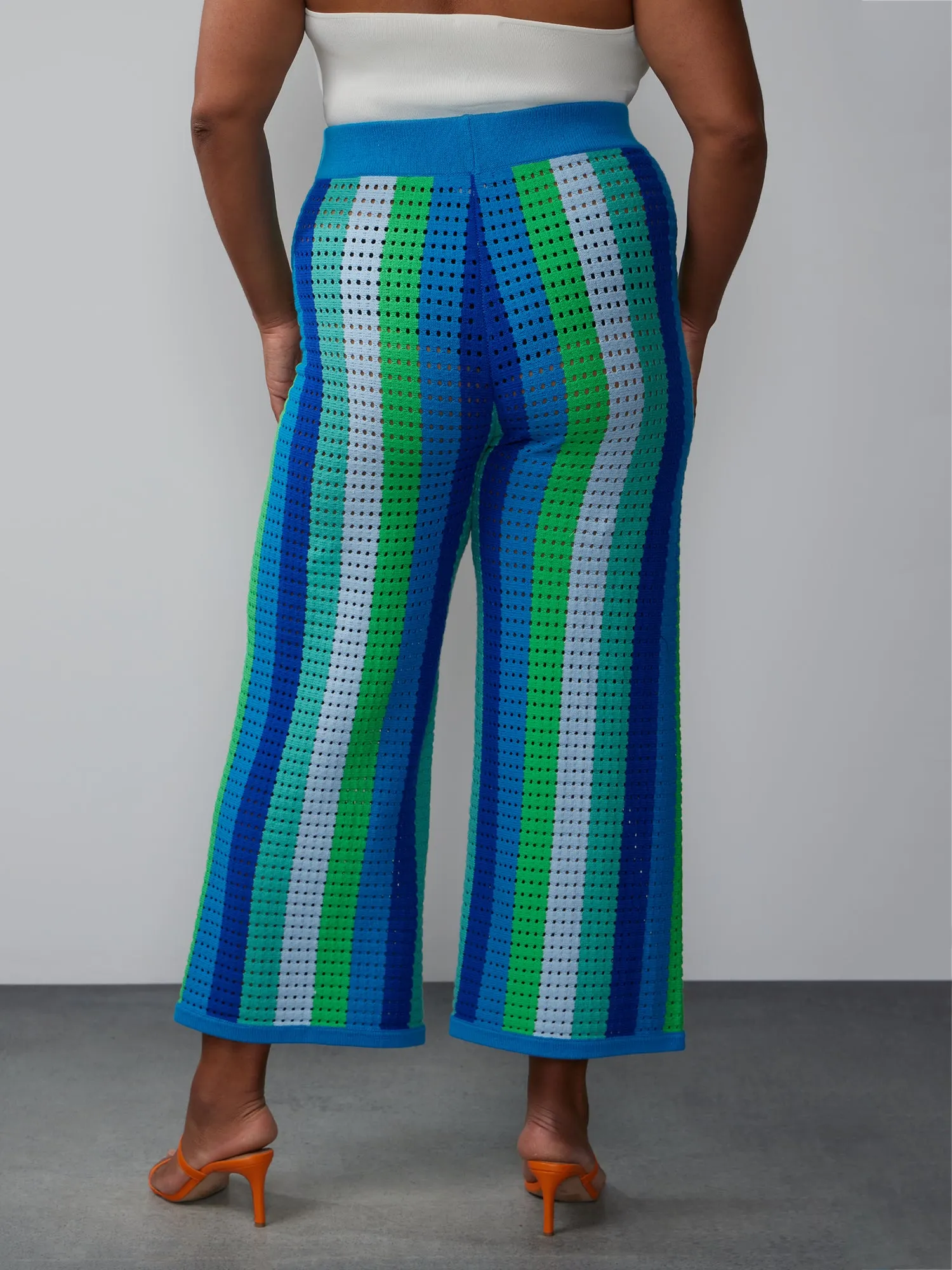 Plus Crochet Knit Striped Pant