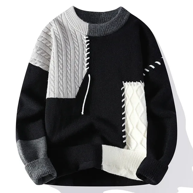 Pre Order:  Color Block Round Neck Casual Knitted Sweater