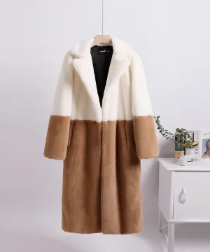 Pre Order:  Two-Tone Faux Fur Loose Coat