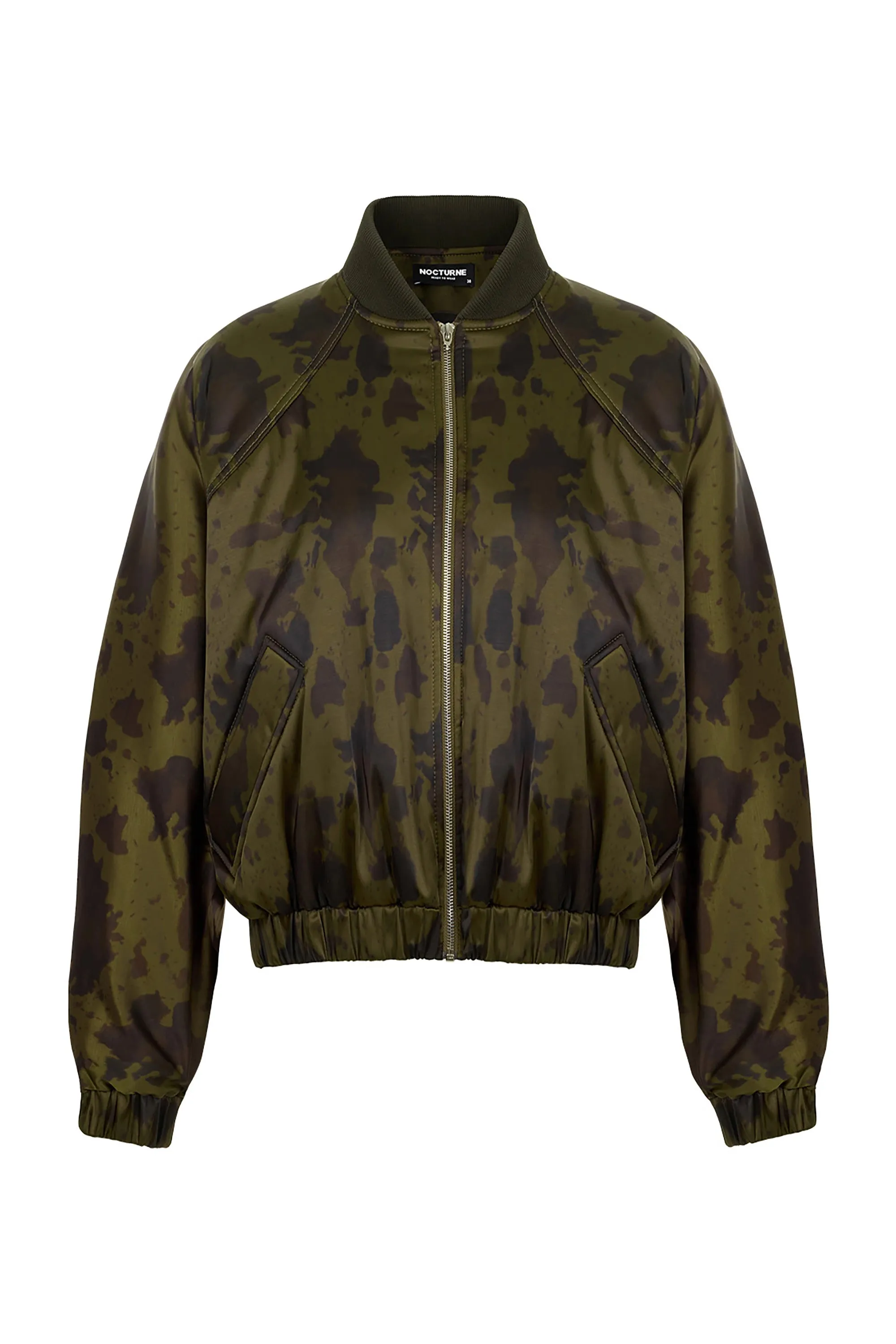 Printed Satin Bomber Jacket