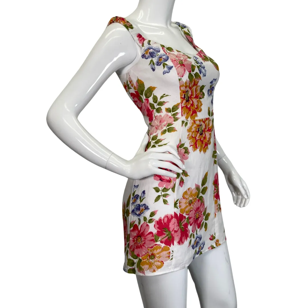 Reformation Colorful Floral Linen Mini Dress