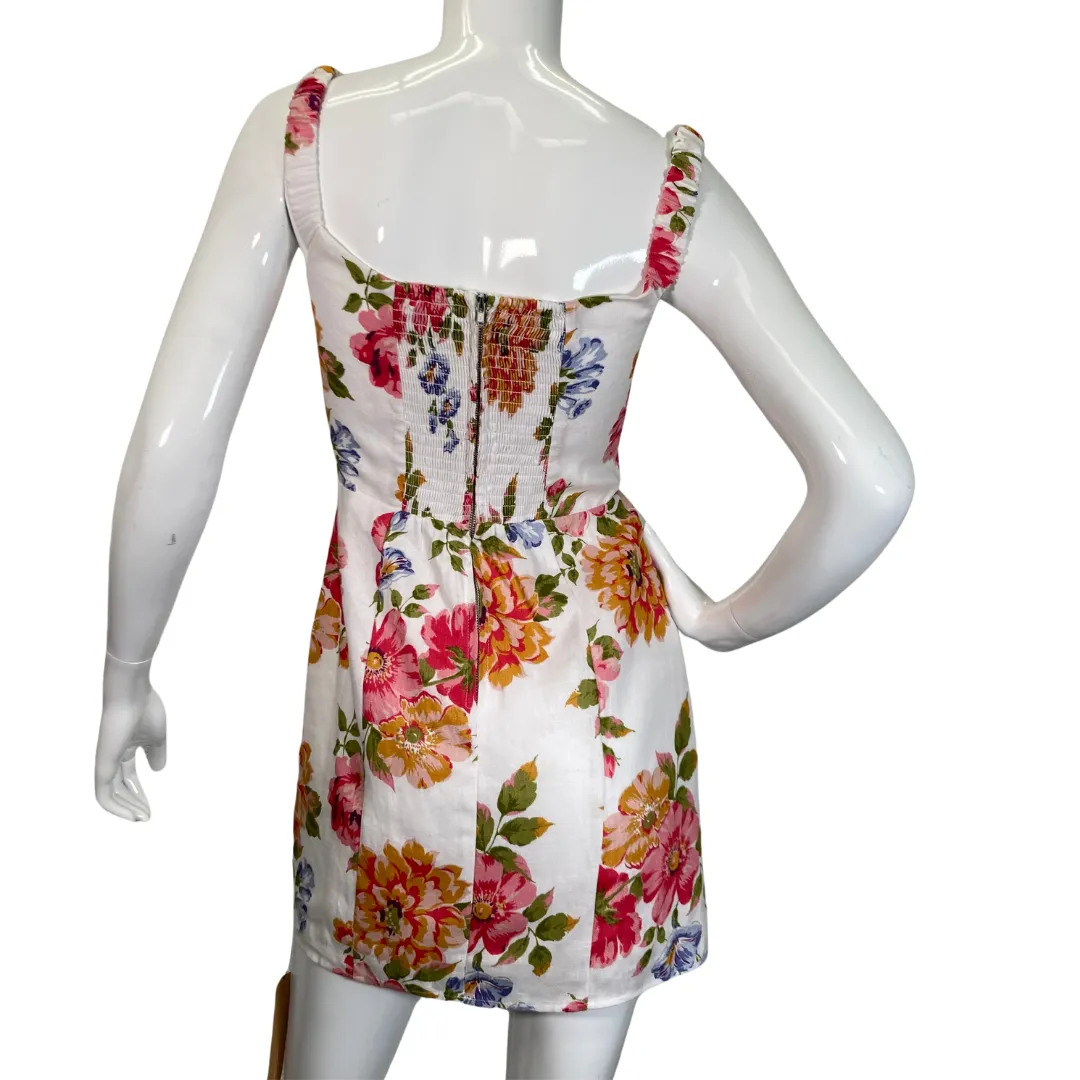 Reformation Colorful Floral Linen Mini Dress