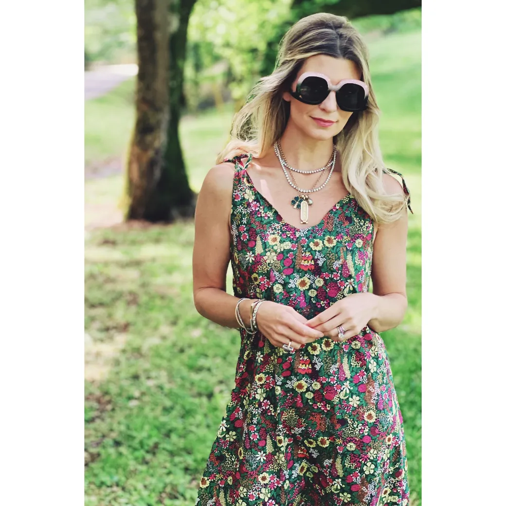 SAMPLE - Tie Tank Dress - MAXI - Green Floral