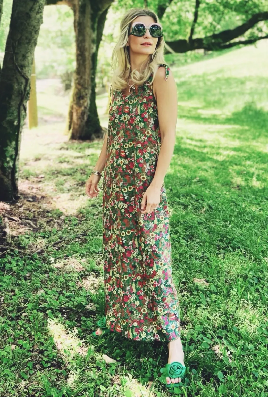 SAMPLE - Tie Tank Dress - MAXI - Green Floral