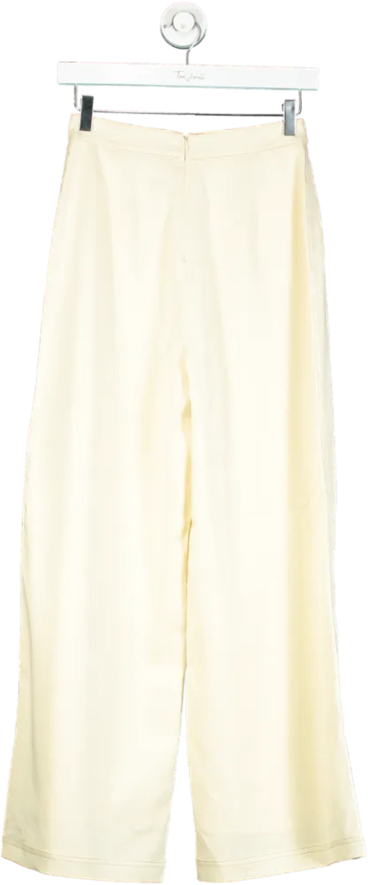 Sancia Cream High-Waisted Wide-Leg Trousers UK XS