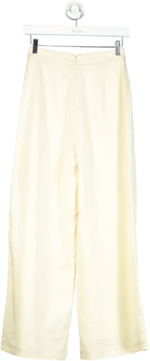 Sancia Cream High-Waisted Wide-Leg Trousers UK XS