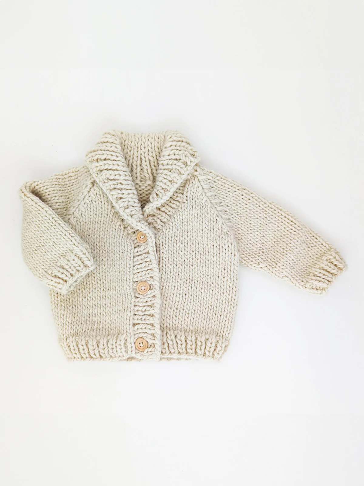 Shawl Collar Cardigan Knit Sweater, Natural