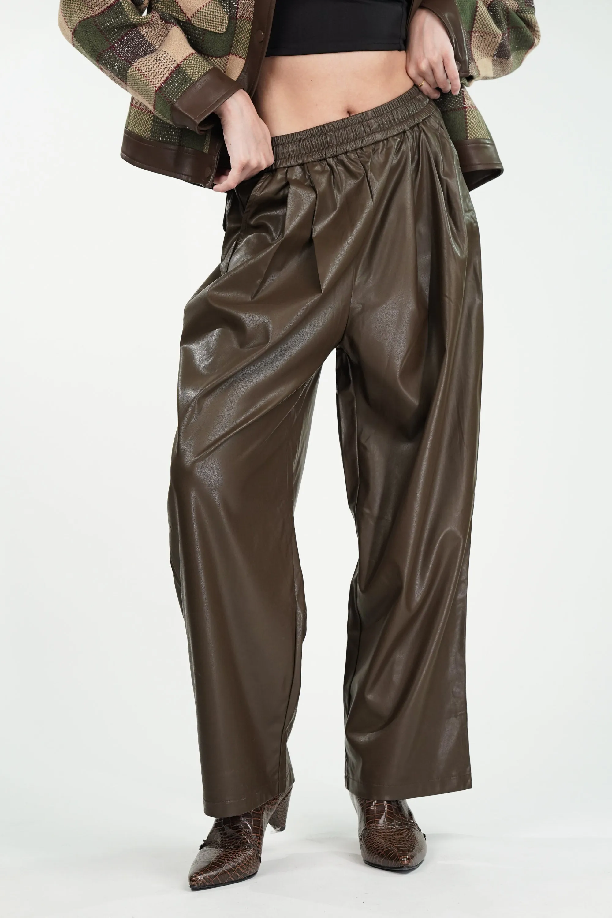 Sleek Brown Faux Leather pants