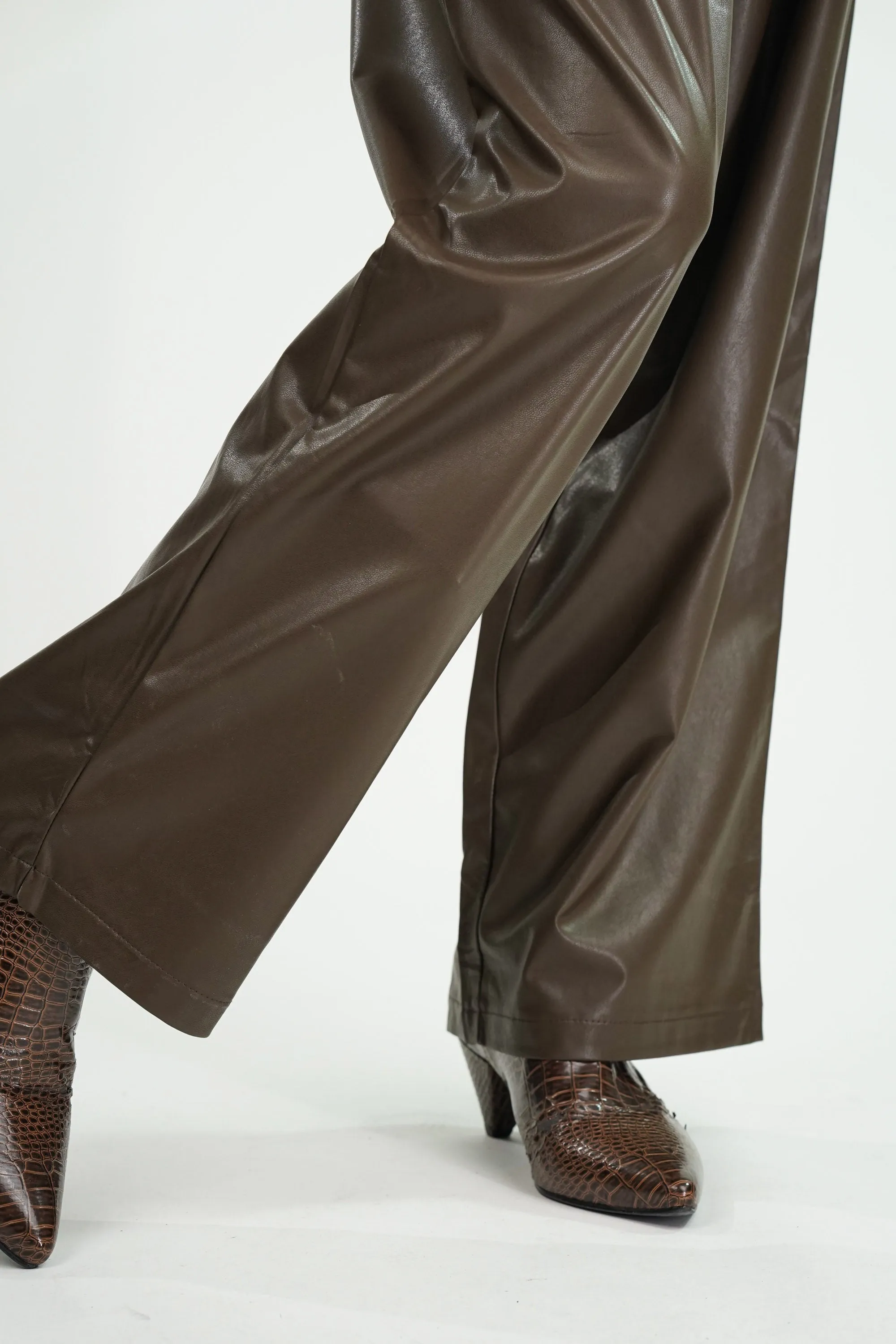 Sleek Brown Faux Leather pants