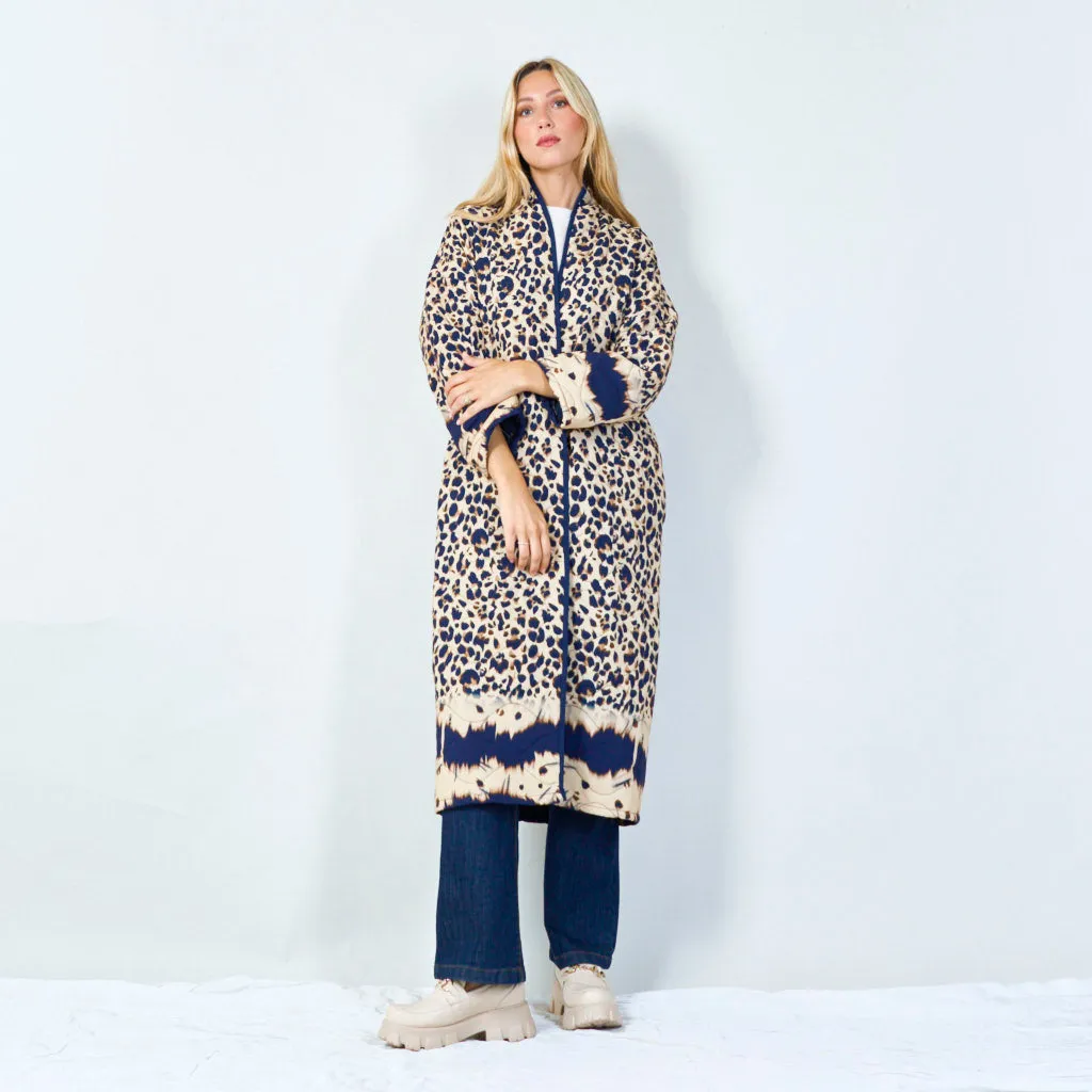 Stylish animal print long jacket wholesale