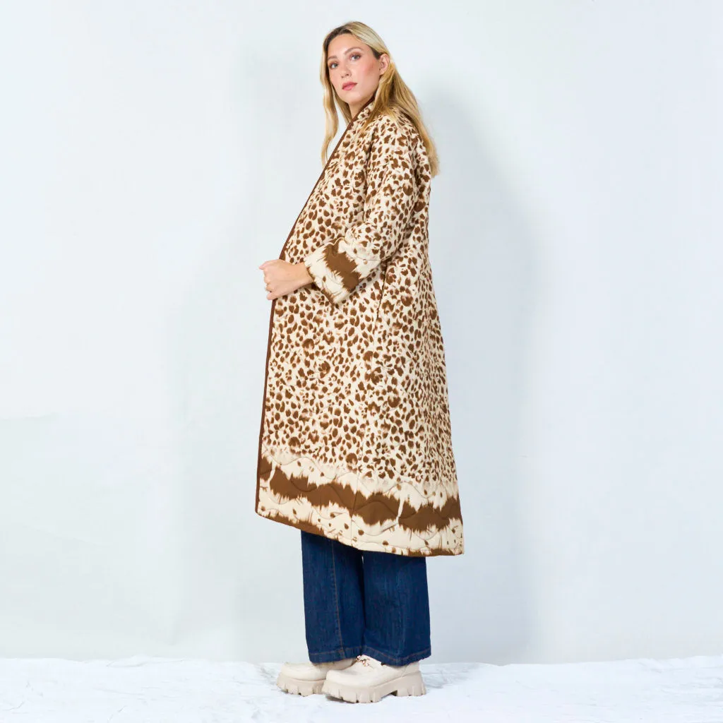 Stylish animal print long jacket wholesale