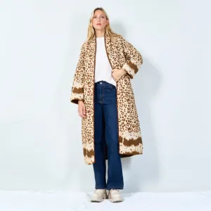 Stylish animal print long jacket wholesale