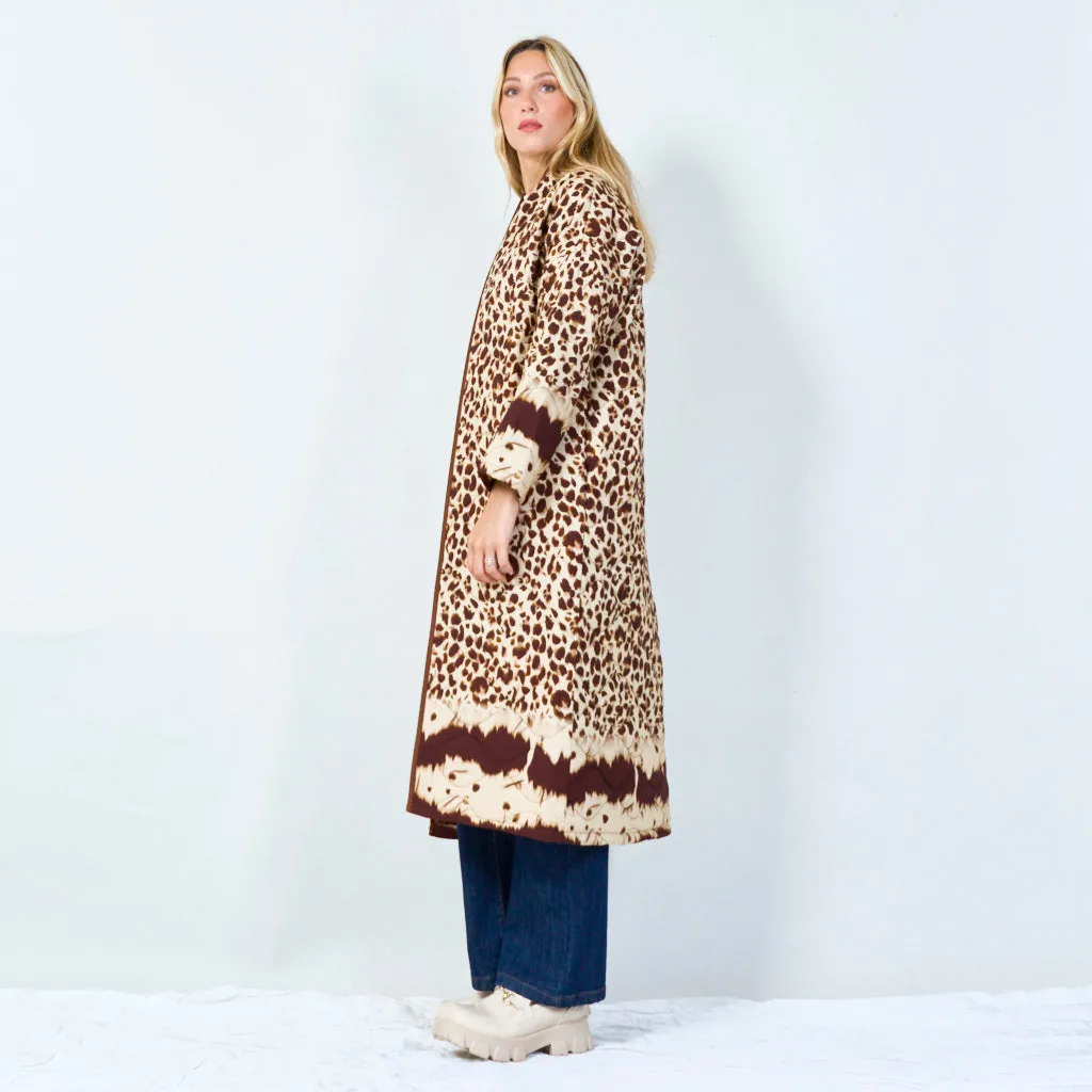 Stylish animal print long jacket wholesale