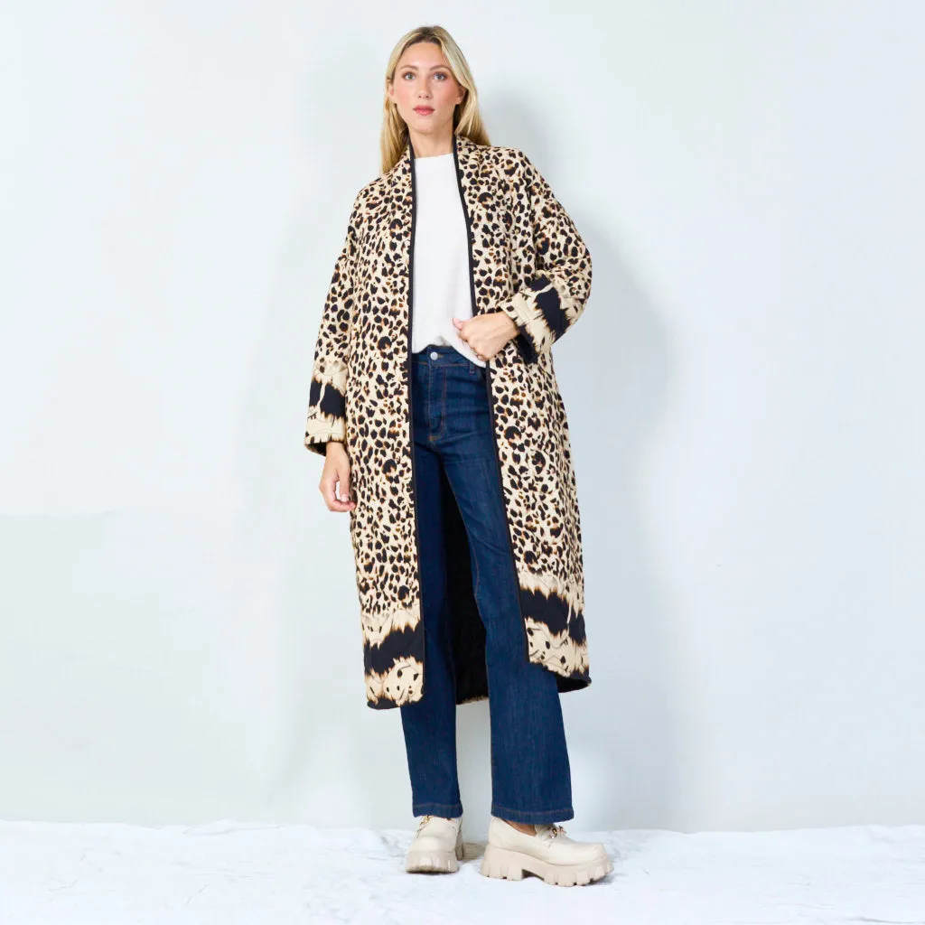 Stylish animal print long jacket wholesale