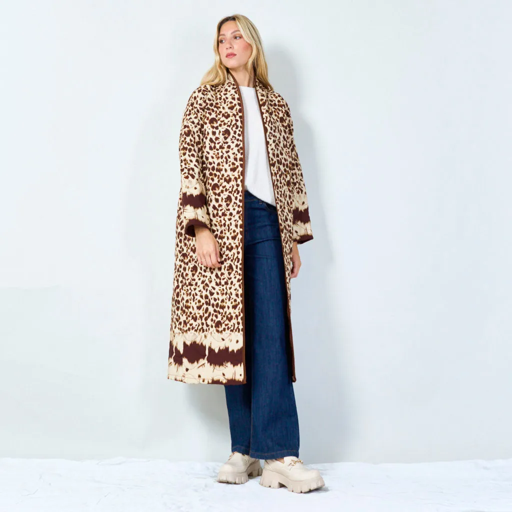 Stylish animal print long jacket wholesale