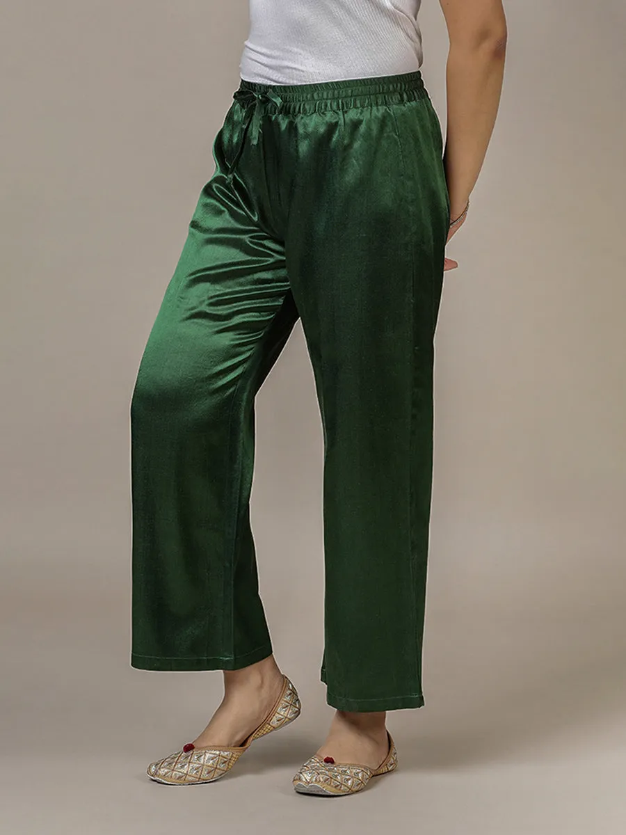 Swara x Tyohaar | Emerald Green Mashru Silk Pants