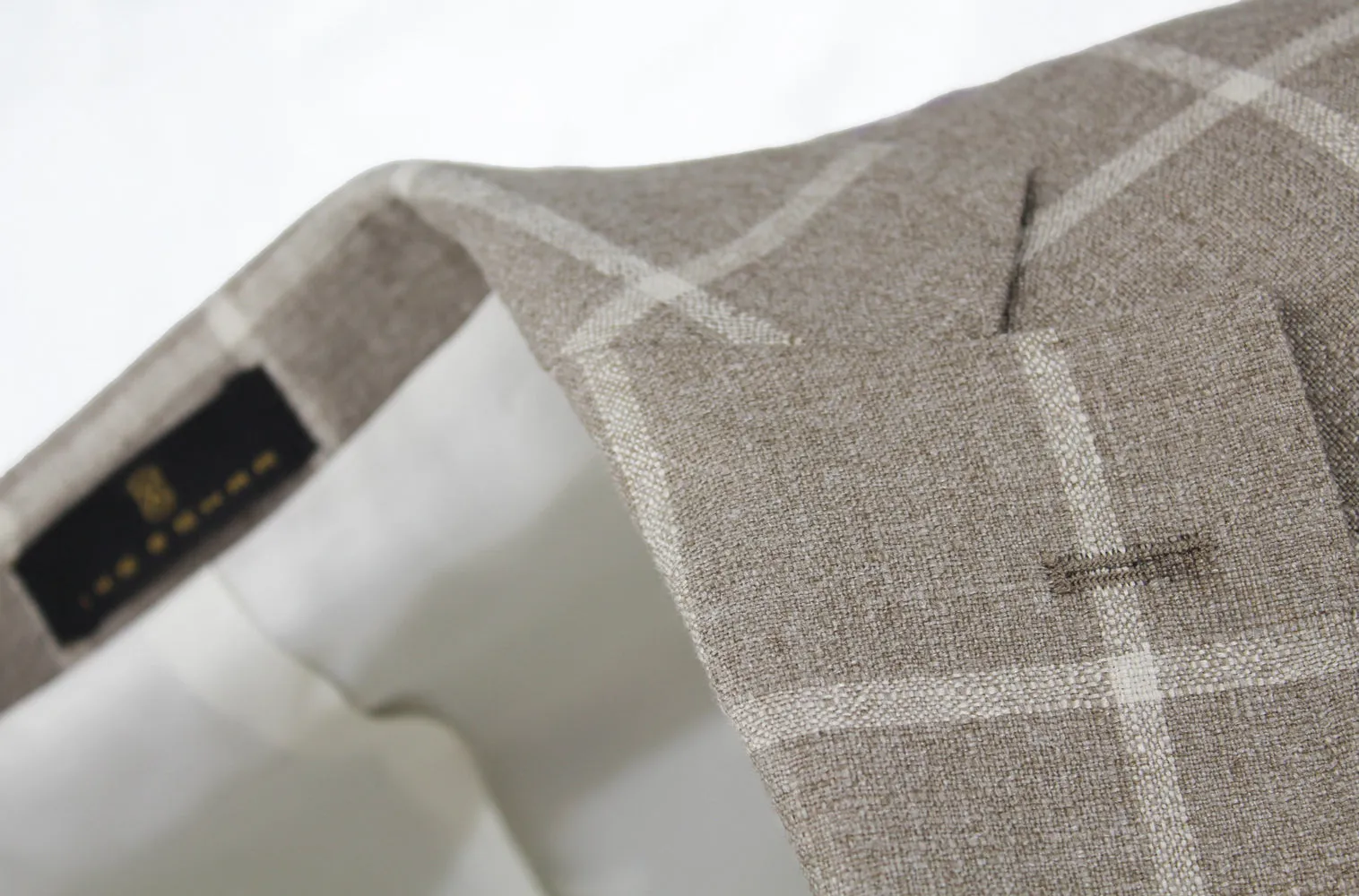 Tan Silk and Cashmere Windowpane Sport Coat