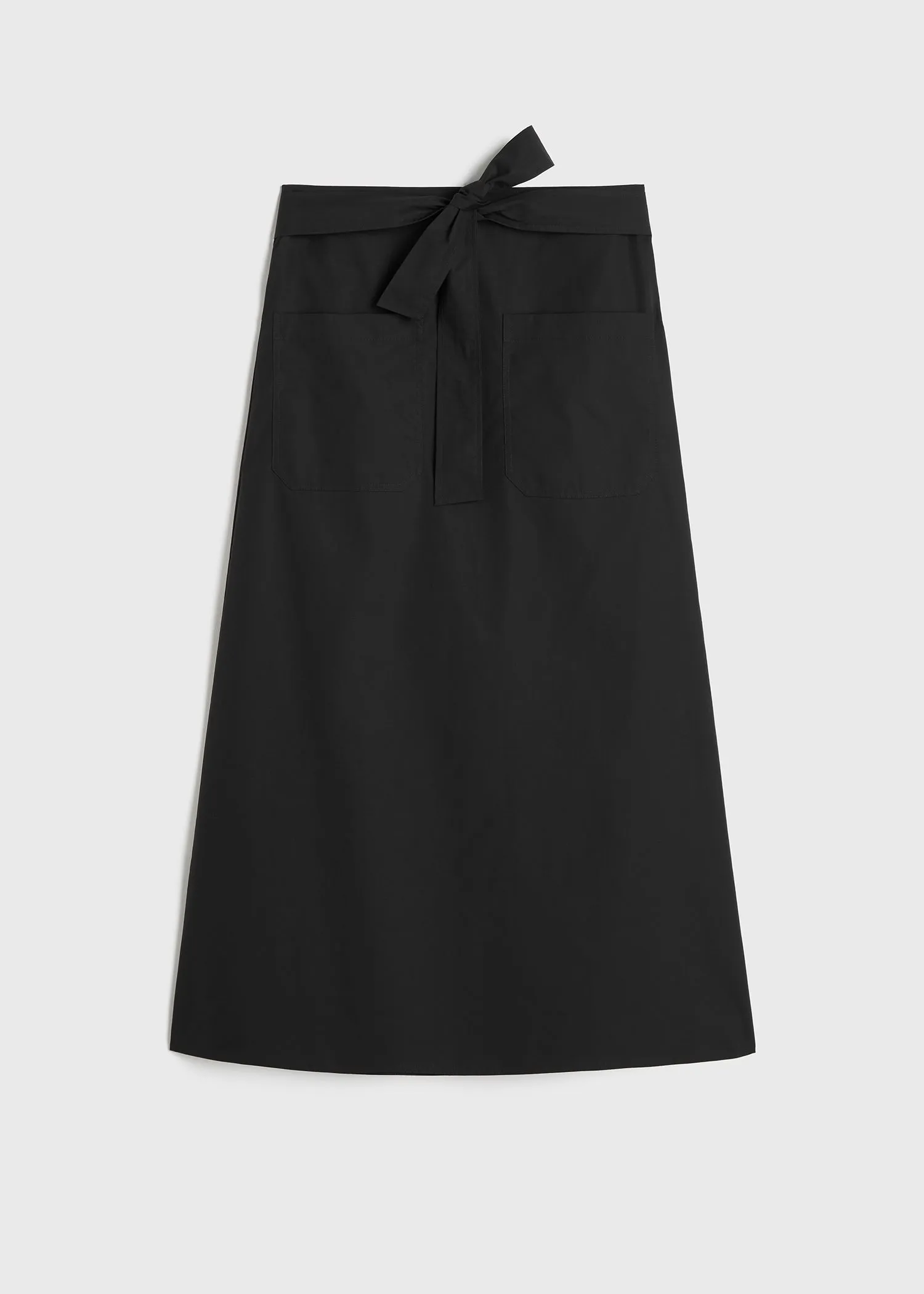 Tie-waist cotton skirt black